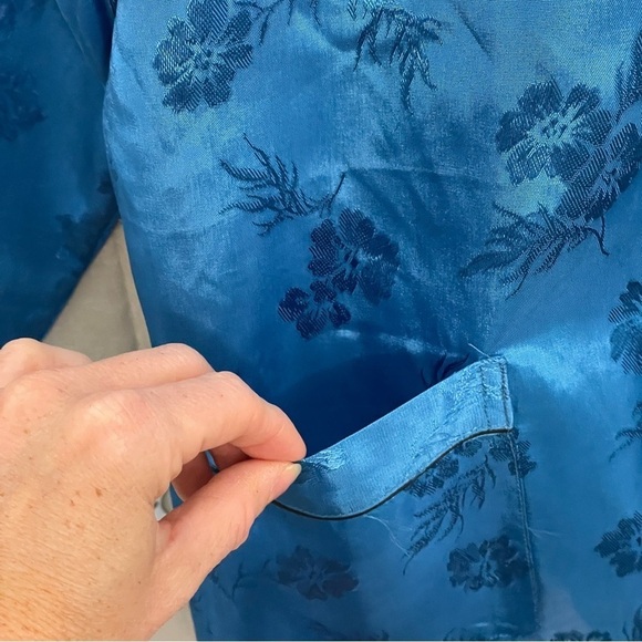 Chinese Tang Suit Jacket Shirt Blue White - Picture 5 of 9